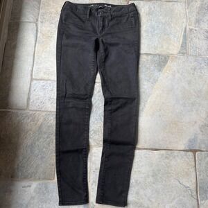 Y2K American Eagle‎ Black Stretch Jeans – Size 4 Early 2000s Vintage